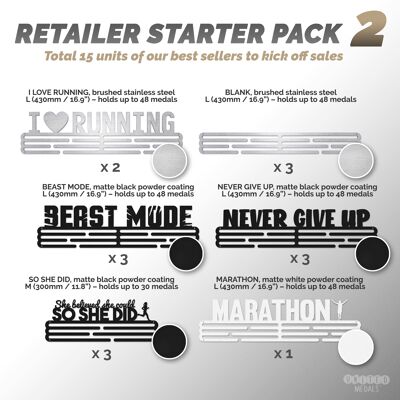 Retailer starter pack 2 [15 medal hangers - 6 best-selling designs]