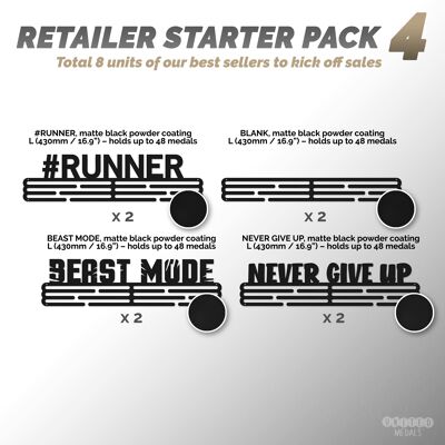 Retailer starter pack 4 [11 medal hangers - 4 best-selling designs]