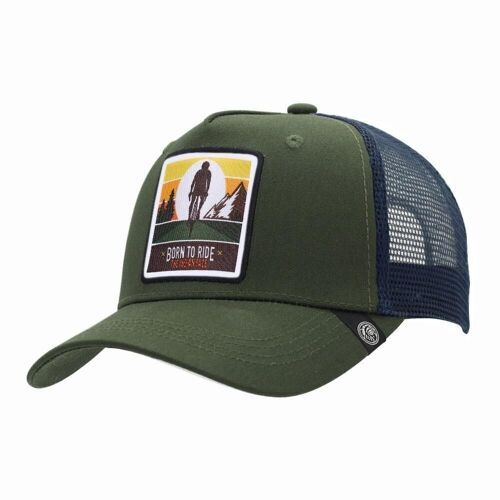 8433856070002 - Gorra Trucker Born to Ride Verde The Indian Face para hombre y mujer