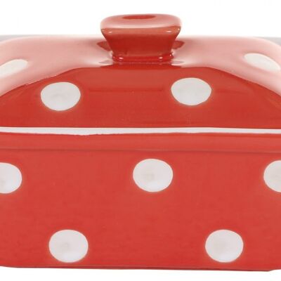 Red butter dish with dots Isabelle Rose