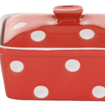 Red butter dish with dots Isabelle Rose