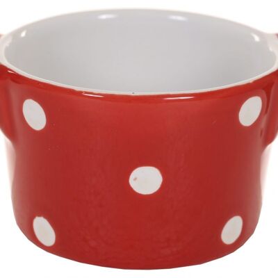 Red ramekin with handles & dots Isabelle Rose