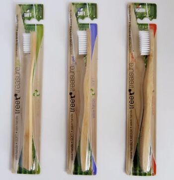 Brosse à dents en bambou Tree Treasure manche fin SOFT - emballage vert