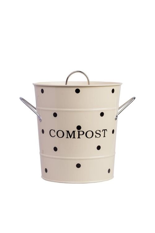 Beige compost bin with dots 21x19 cm