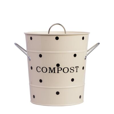 Beige compost bin with dots 21x19 cm