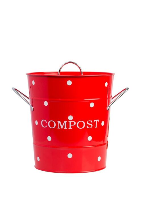 Red compost bin with dots 21x19 cm