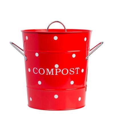 Compostiera rossa a pois 21x19 cm