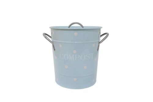 Blue compost bin with white dots 21x19 cm