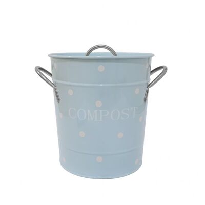 Blue compost bin with white dots 21x19 cm