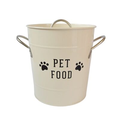 Cubo de comida para mascotas beige