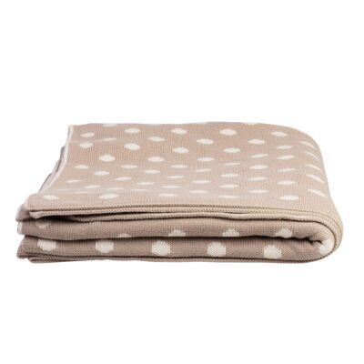 Strickdecke beige Punkte 125x150 cm