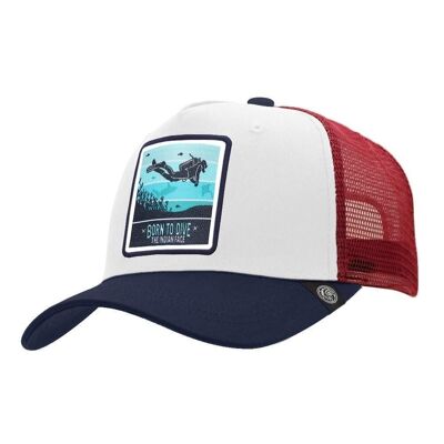 8433856070026 - Trucker Cap Geboren für Scuba Dive White Das indische Gesicht für Männer und Frauen