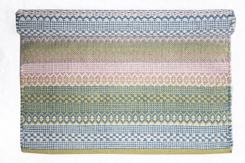 Light blue, pink &amp; green rug 100% Cotton 60x90 cm