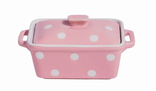 Pink butter dish with dots Isabelle Rose