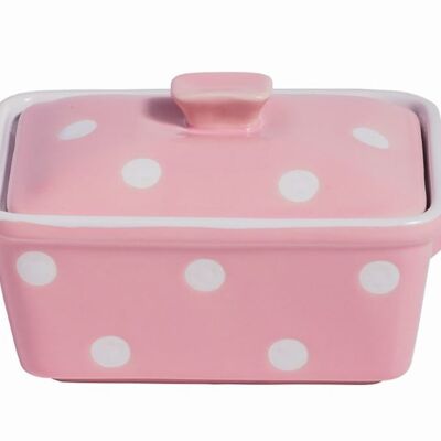 Pink butter dish with dots Isabelle Rose