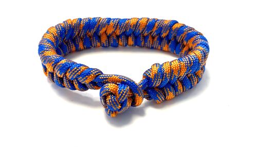 Men's bracelet braided paracord blue/oranfe