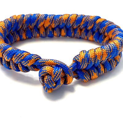 Men's bracelet braided paracord blue/oranfe
