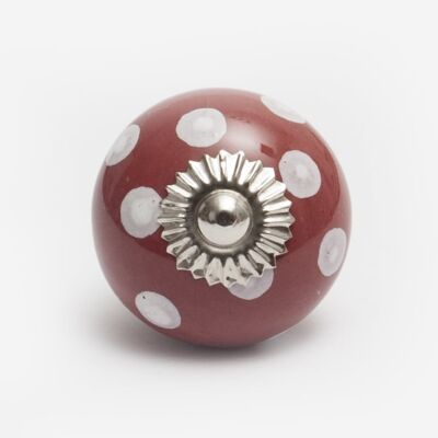 Red ceramic knob with white dots