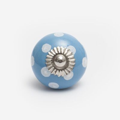 Blue ceramic knob with white dots