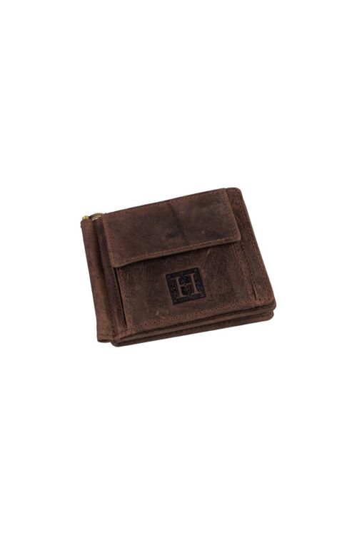 Leather brown clip wallet