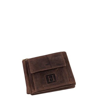 Leather brown clip wallet