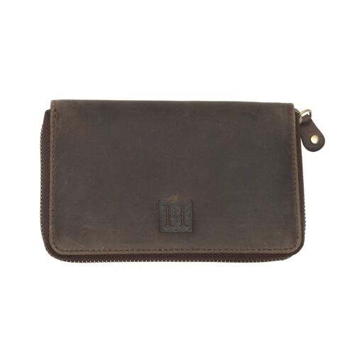 Leather brown wallet zip