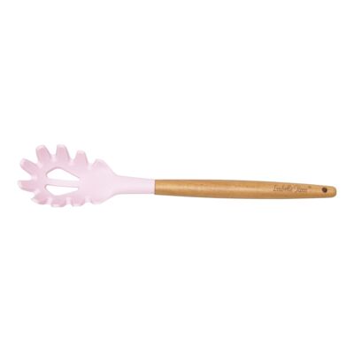 Pastel pink silicone wooden spaghetti spoon Isabelle Rose