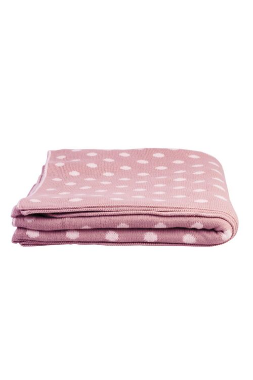 Knitted throw pastel pink dots 125x150 cm