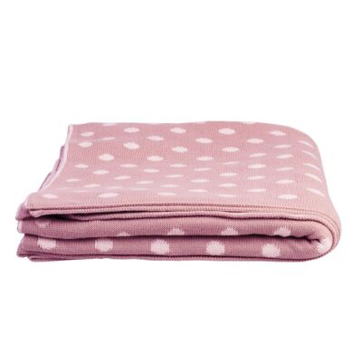 Plaid in maglia punti rosa pastello 125x150 cm