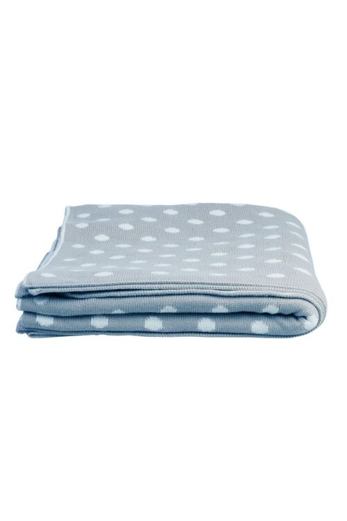Knitted throw pastel blue dots 125x150 cm