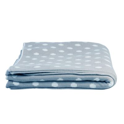 Knitted throw pastel blue dots 125x150 cm