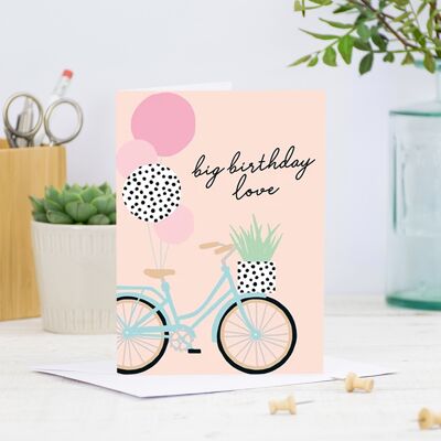 Big Birthday Love Bike Greetings Card