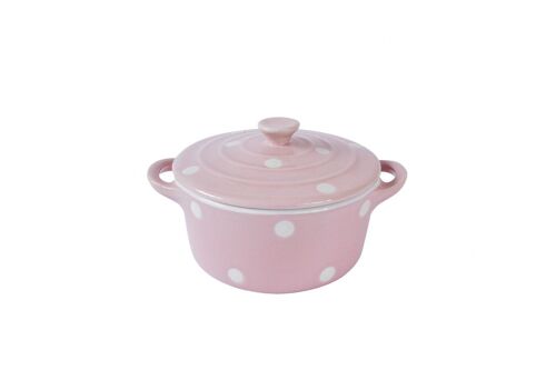 Pink round dish with lid &amp; handles Isabelle Rose