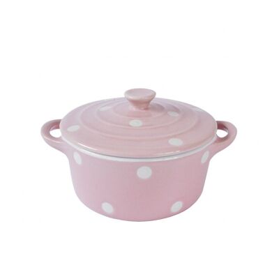 Pink round dish with lid &amp; handles Isabelle Rose