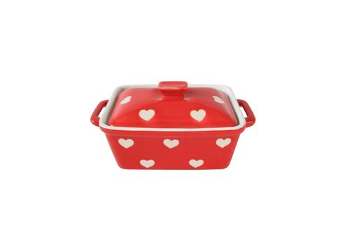 Red butter dish with hearts Isabelle Rose