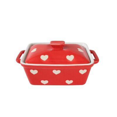 Red butter dish with hearts Isabelle Rose
