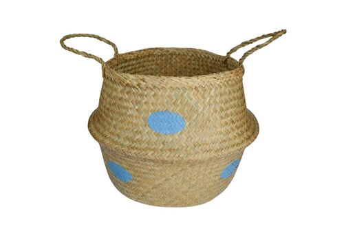 Sea grass basket pastel blue dots L Isabelle Rose