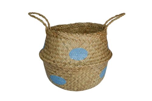 Sea grass basket pastel blue dots S Isabelle Rose