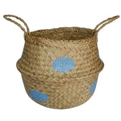 Sea grass basket pastel blue dots S Isabelle Rose