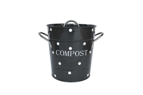 Charcoal compost bin with white dots 21x19 cm