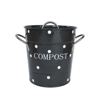 Cubo de compost de carbón lunares blancos 21x19 cm