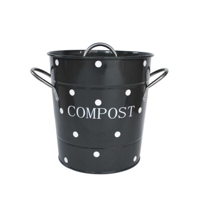 Holzkohle-Kompostbehälter mit weißen Punkten 21x19 cm