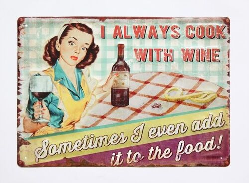 Metal sign Cook with wine 30x40 cm