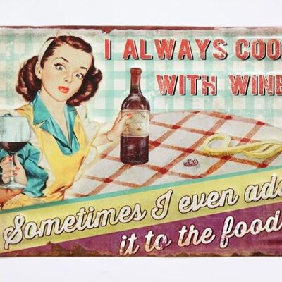 Metal sign Cook with wine 30x40 cm