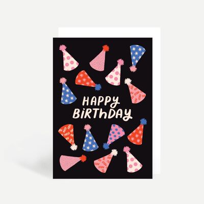 Party Hats Happy Birthday Greetings Card