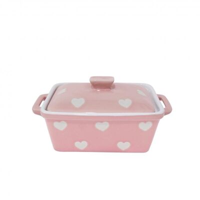 Pink butter dish with hearts Isabelle Rose