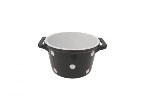 Charcoal cereal bowl with handles & dots Isabelle Rose