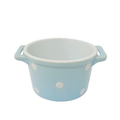 Pastel blue cereal bowl with handles & dots Isabelle Rose