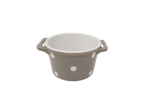 Beige cereal bowl with handles & dots Isabelle Rose