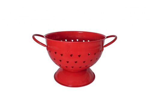 Red colander with hearts 21 cm